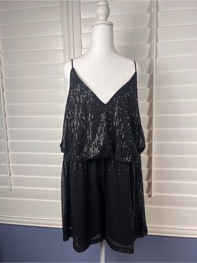 Double crazy Black sparkly Sequin Party romper size 3x Whimsygoth glam party